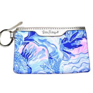 Lilly Pulitzer Shade Seekers Blue Tropical Print ID Case Key Chain Wallet